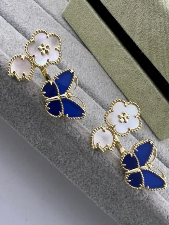 ✨Van Cleef & Arpels Turquoise Butterfly and Four-Leaf Clover Earrings✨ - Picture 2 of 4